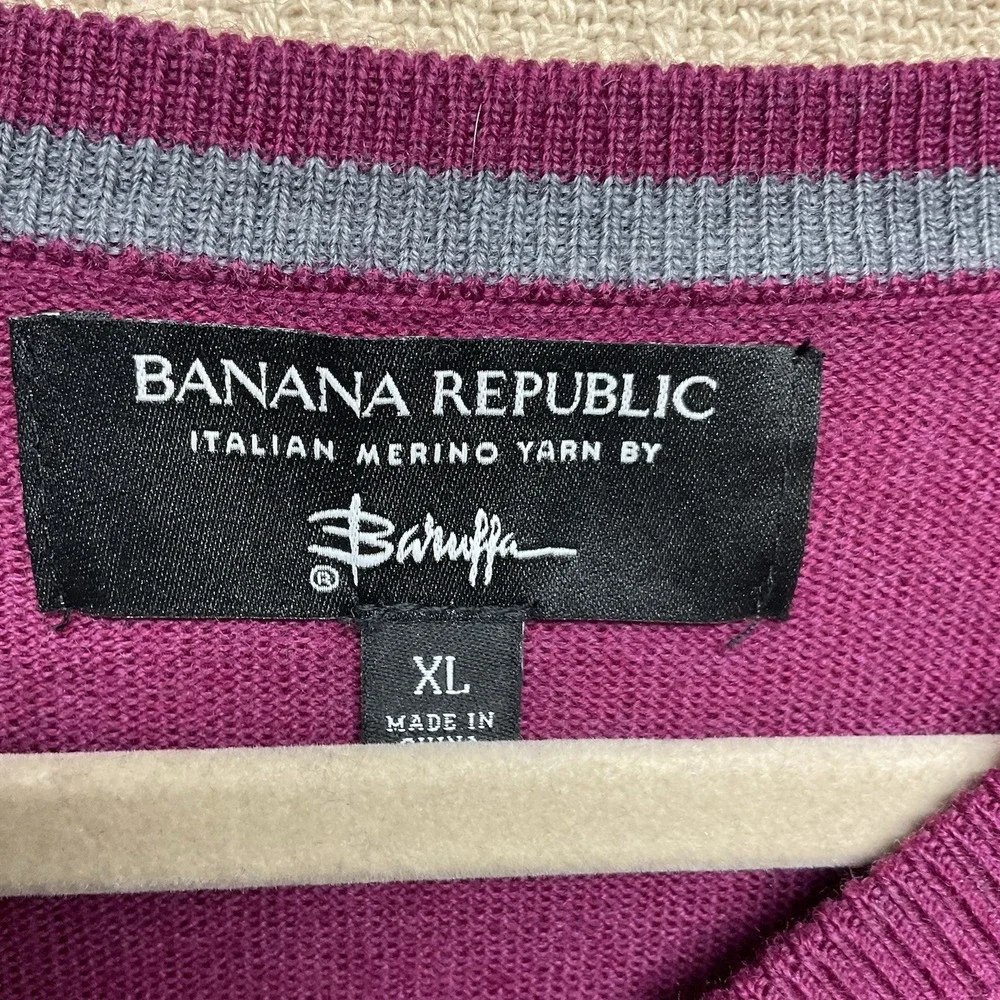 Banana Republic Baruffa Merino Wool Crewneck Men's Sweater Raspberry Sz XL‎